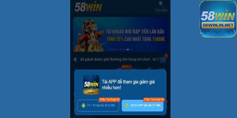 Những ưu điểm khi tải app 58Win