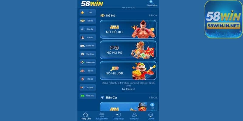 58Win là một nền tảng giải trí trực tuyến cung cấp nhiều loại hình trò chơi
